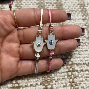 Bundle of two evil eye adjustable bracelets